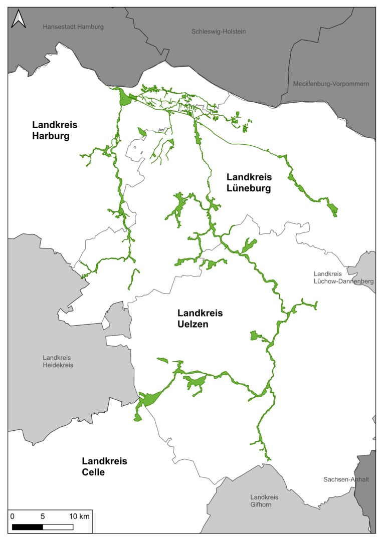 Übersichtskarte von dem Betreuungsgebiet der Ökostation Ilmenau